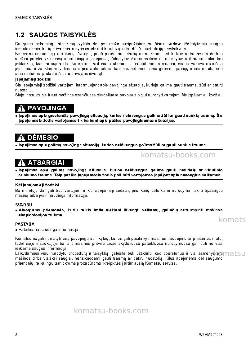 Komatsu ck25-1ita Operation manual cover Page 4 Komatsu ck25-1ita Operation manual cover Page 4