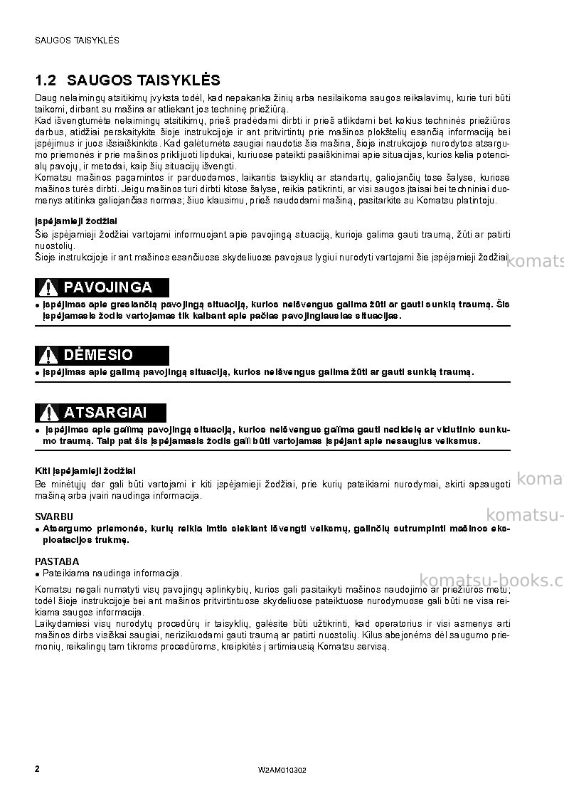 Komatsu sk714-5ita-/ Operation manual cover Page 4