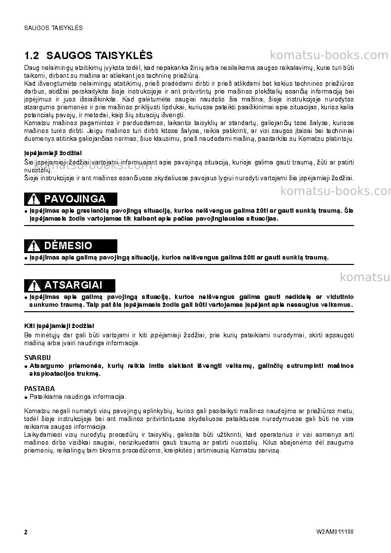 Komatsu ck25-1ita Operation manual cover Page 4 Komatsu ck25-1ita Operation manual cover Page 4