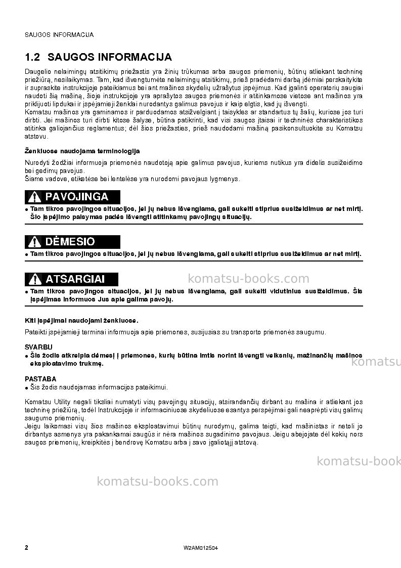 Komatsu pc26mr-3ita Operation manual cover Page 4 Komatsu pc26mr-3ita Operation manual cover Page 4