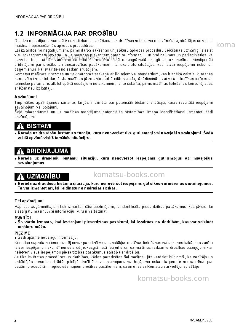 Komatsu sk510-5ita Operation manual cover Page 4