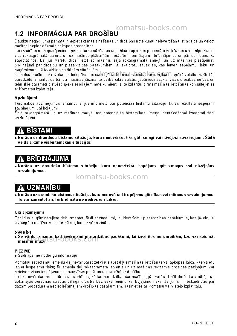 Komatsu sk714-5ita-/ Operation manual cover Page 4 Komatsu sk714-5ita-/ Operation manual cover Page 4