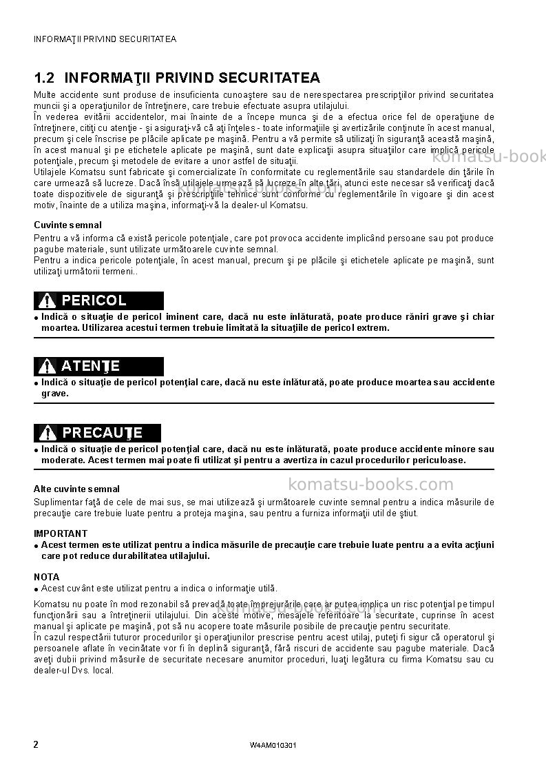 Komatsu sk714-5ita-/ Operation manual cover Page 4