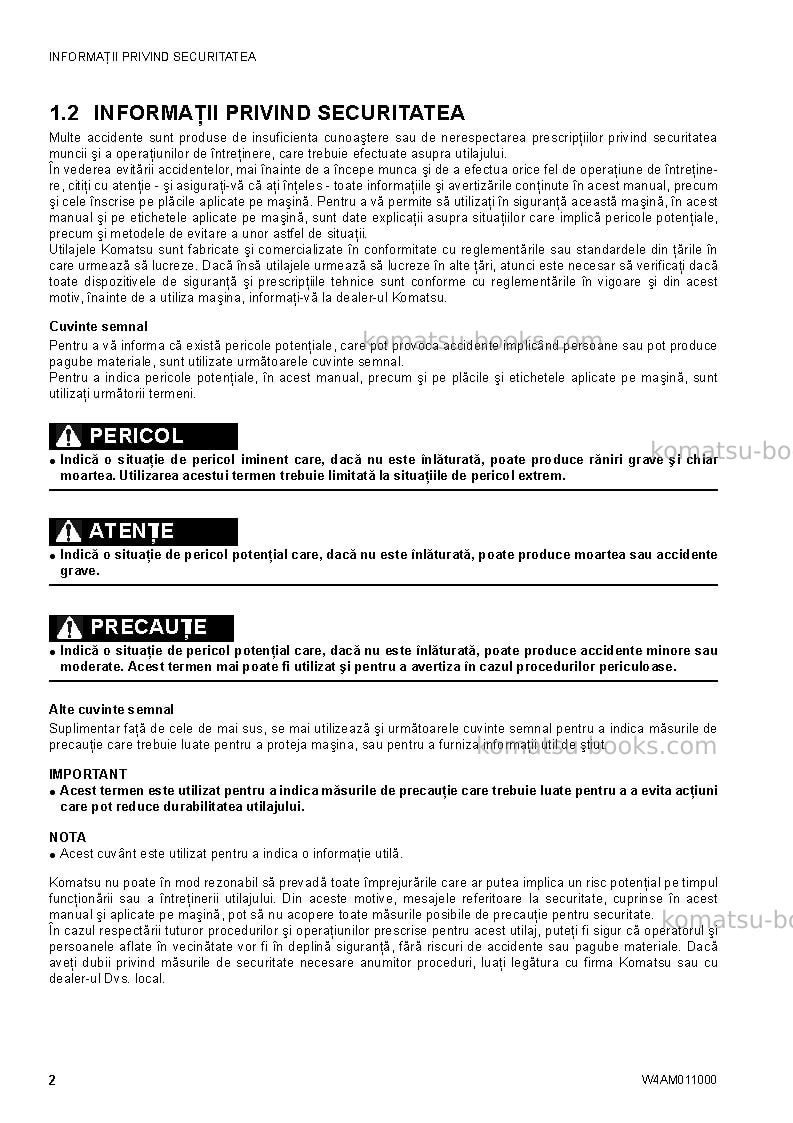 Komatsu ck20-1ita Operation manual cover Page 4 Komatsu ck20-1ita Operation manual cover Page 4