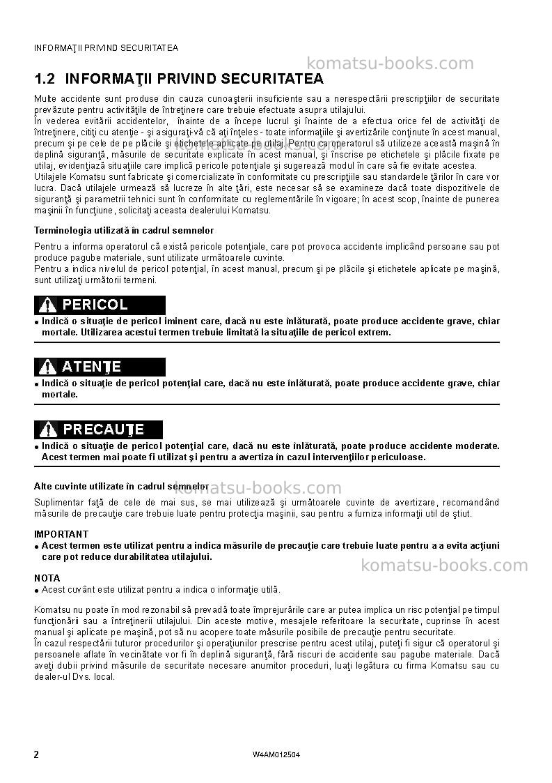 Komatsu pc26mr-3ita Operation manual cover Page 4