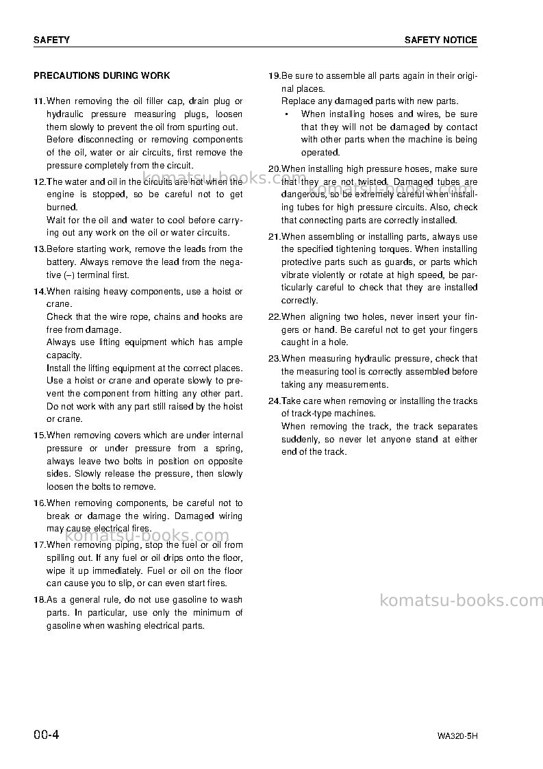 Komatsu wa320-5deu-h Repair & maintenance cover Page 4