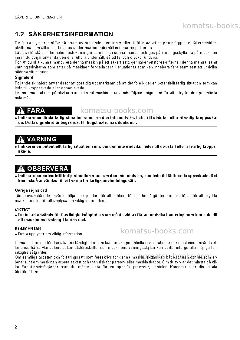Komatsu sk1020-5ita-turbo Operation manual cover Page 4