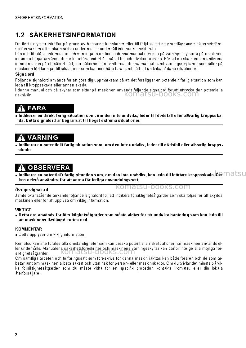 Komatsu ck25-1ita Operation manual cover Page 4 Komatsu ck25-1ita Operation manual cover Page 4