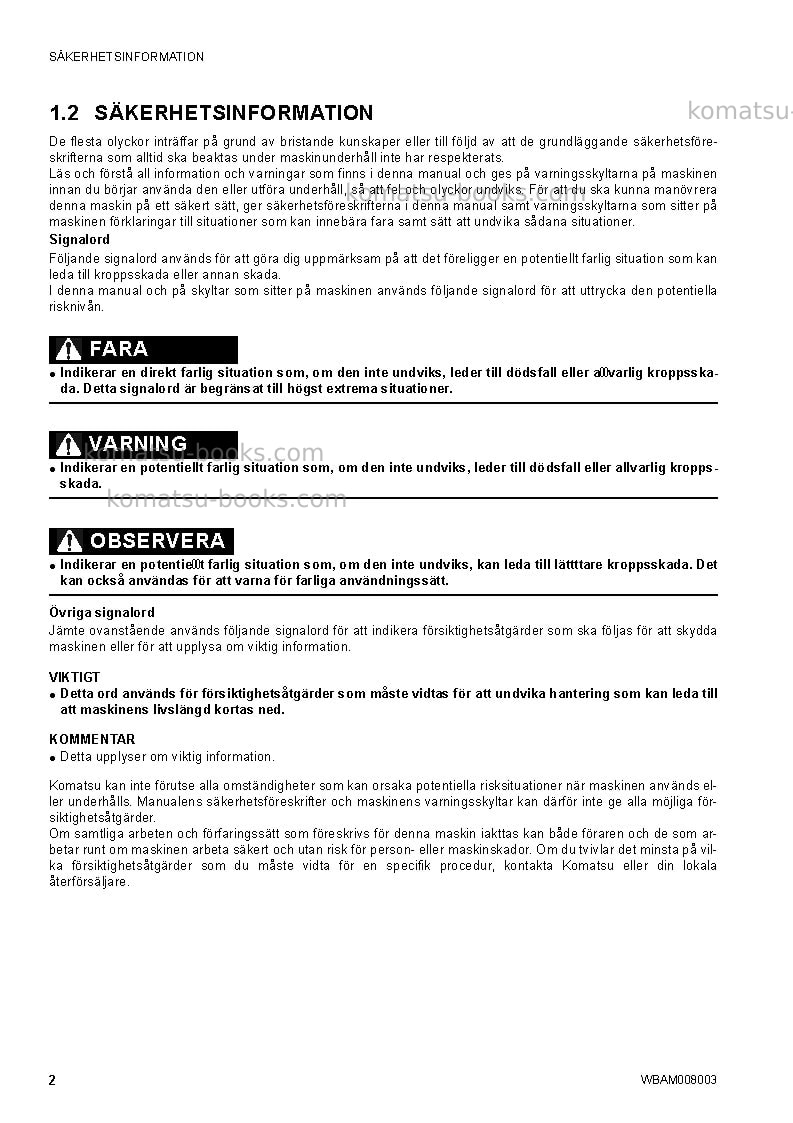 Komatsu ck35-1ita Operation manual cover Page 4 Komatsu ck35-1ita Operation manual cover Page 4