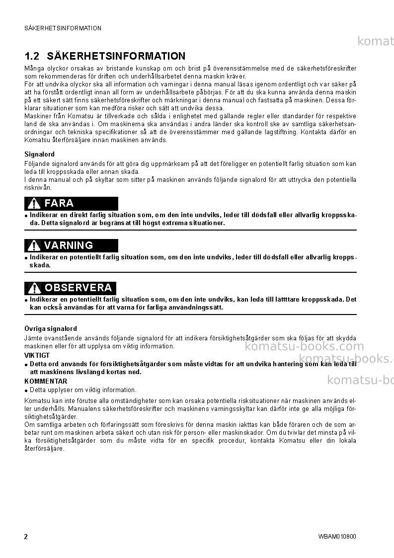 Komatsu sk1020-5ita-turbo Operation manual cover Page 4