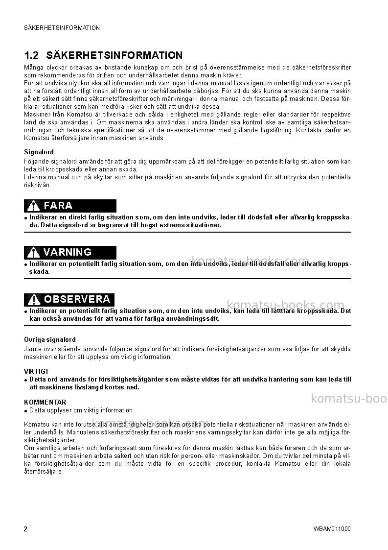 Komatsu ck20-1ita Operation manual cover Page 4 Komatsu ck20-1ita Operation manual cover Page 4