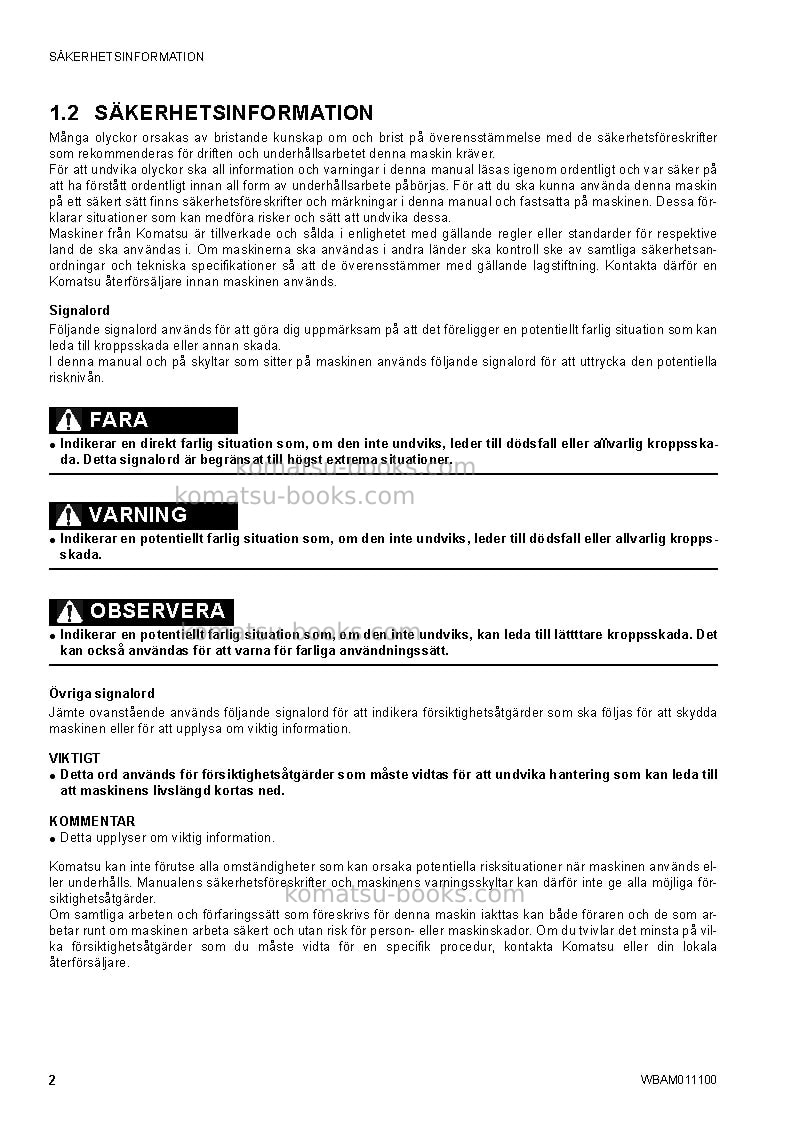 Komatsu ck25-1ita Operation manual cover Page 4 Komatsu ck25-1ita Operation manual cover Page 4