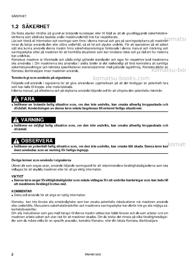 Komatsu pc78us-8jpn-for eu Operation manual cover Page 4 Komatsu pc78us-8jpn-for eu Operation manual cover Page 4