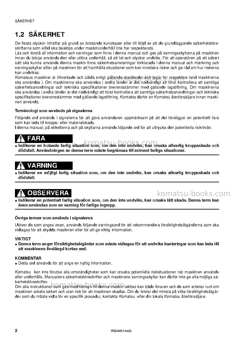 Komatsu pc55mr-3ita Operation manual cover Page 4 Komatsu pc55mr-3ita Operation manual cover Page 4