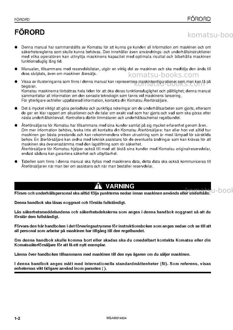 Komatsu pw118mr-8ita Operation manual cover Page 4 Komatsu pw118mr-8ita Operation manual cover Page 4