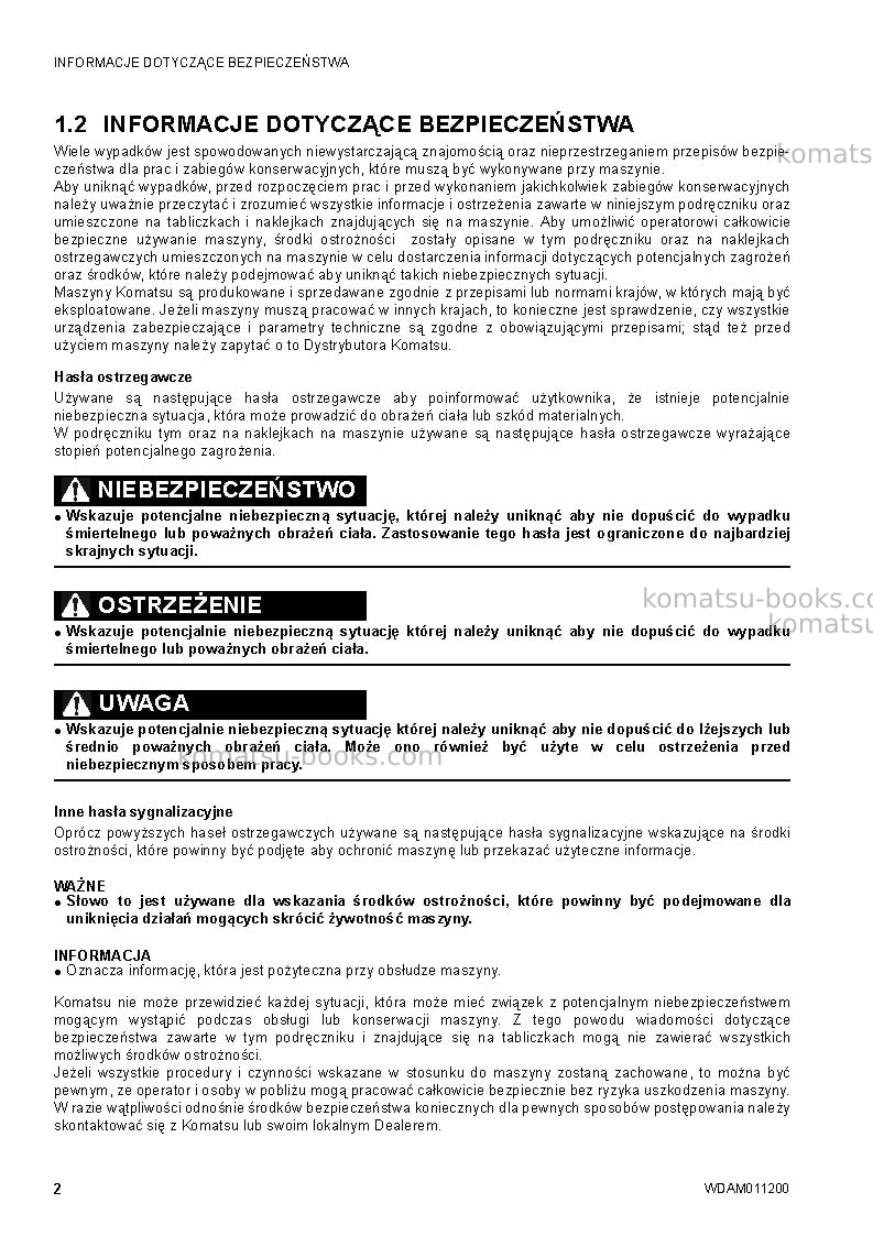 Komatsu ck30-1ita Instrukcja obsługi okładka Strona 4 Komatsu ck30-1ita Instrukcja obsługi okładka Strona 4