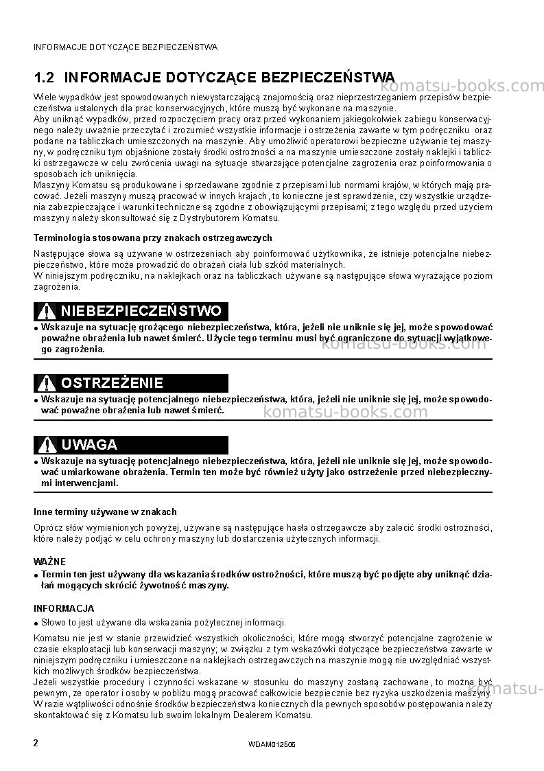 Komatsu pc26mr-3ita Instrukcja obsługi okładka Strona 4