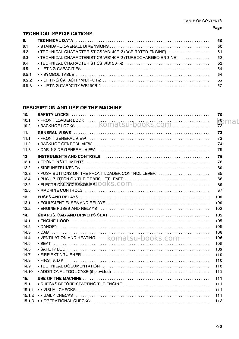 Komatsu wb140-2ita Operation manual cover Page 4
