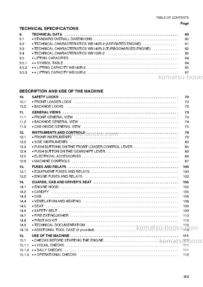 Komatsu wb150-2ita Operation manual cover Page 4 Komatsu wb150-2ita Operation manual cover Page 4
