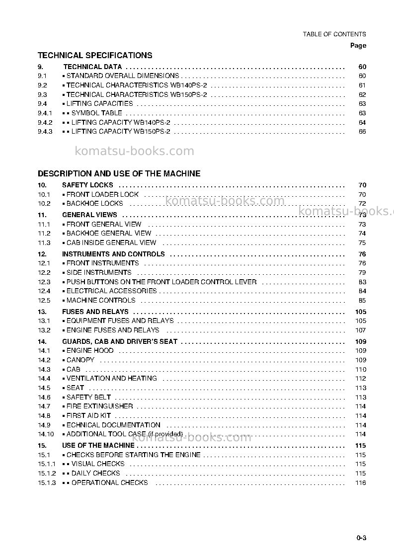 Komatsu wb150ps-2ita Operation manual cover Page 4