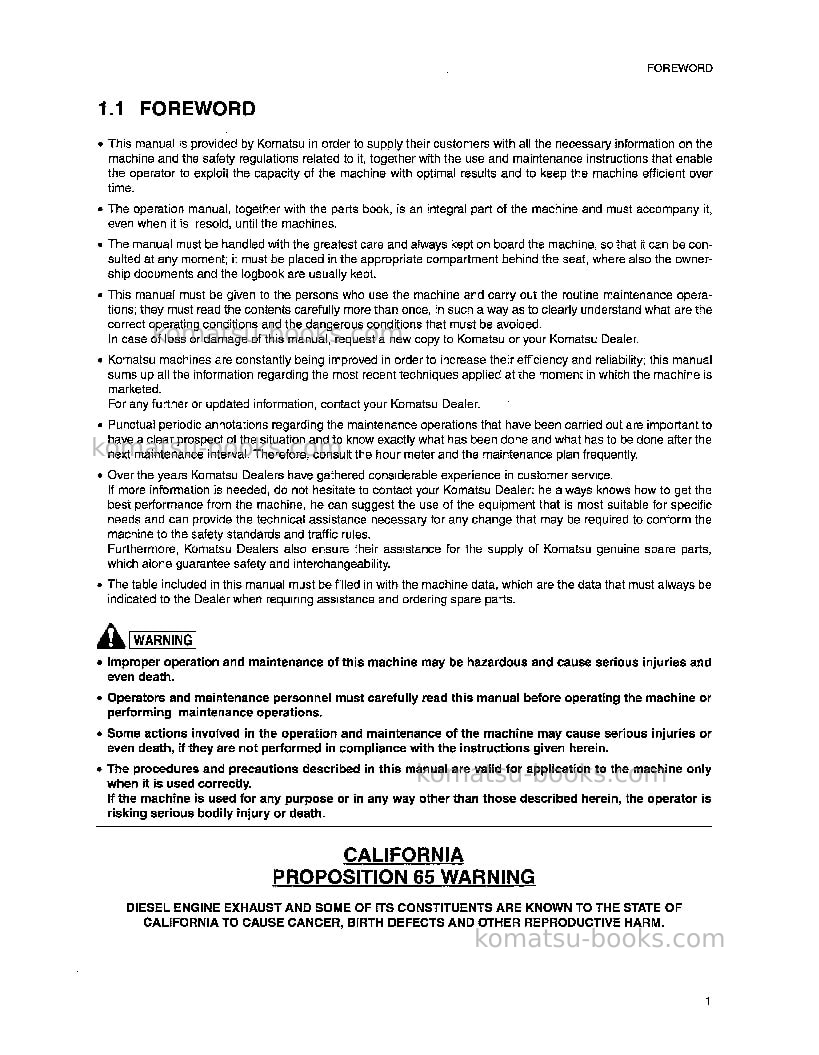 Komatsu pc75r-2ita Operation manual cover Page 4 Komatsu pc75r-2ita Operation manual cover Page 4