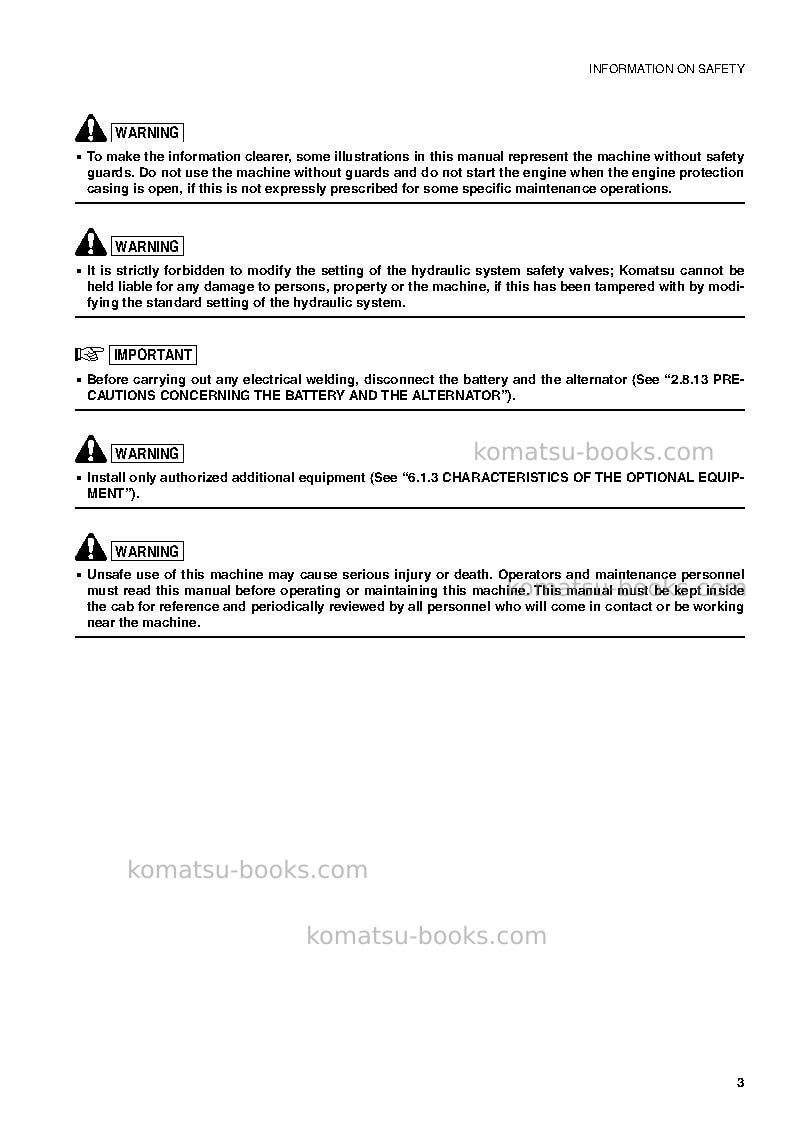 Komatsu pc75r-2ita Operation manual cover Page 4 Komatsu pc75r-2ita Operation manual cover Page 4