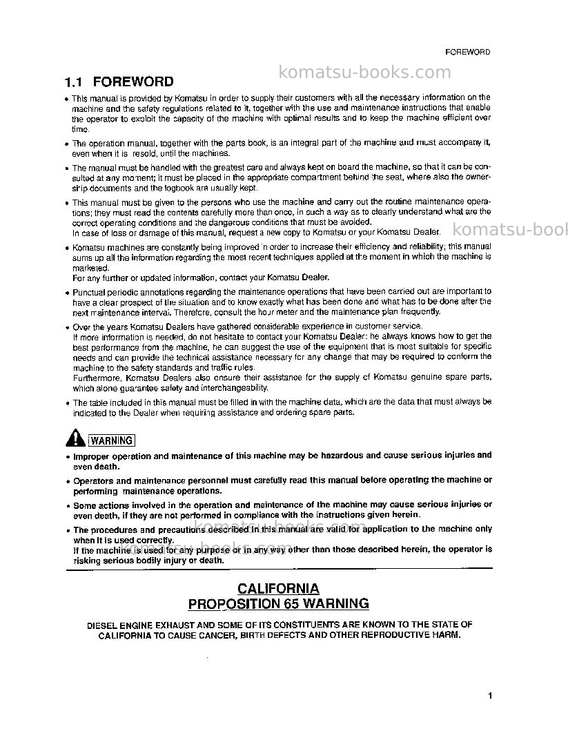 Komatsu pc95r-2ita Operation manual cover Page 4 Komatsu pc95r-2ita Operation manual cover Page 4