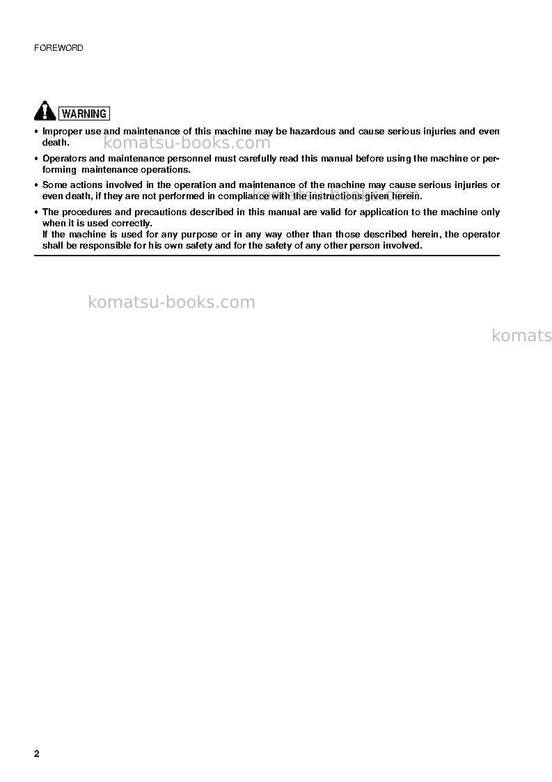 Komatsu sk714-5ita-/ Operation manual cover Page 4 Komatsu sk714-5ita-/ Operation manual cover Page 4