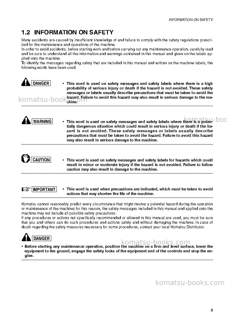Komatsu sk714-5ita-/ Operation manual cover Page 4