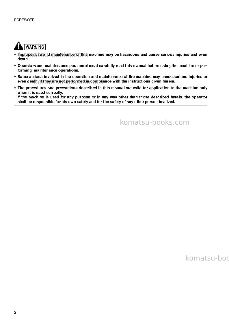 Komatsu sk815-5ita Operation manual cover Page 4 Komatsu sk815-5ita Operation manual cover Page 4