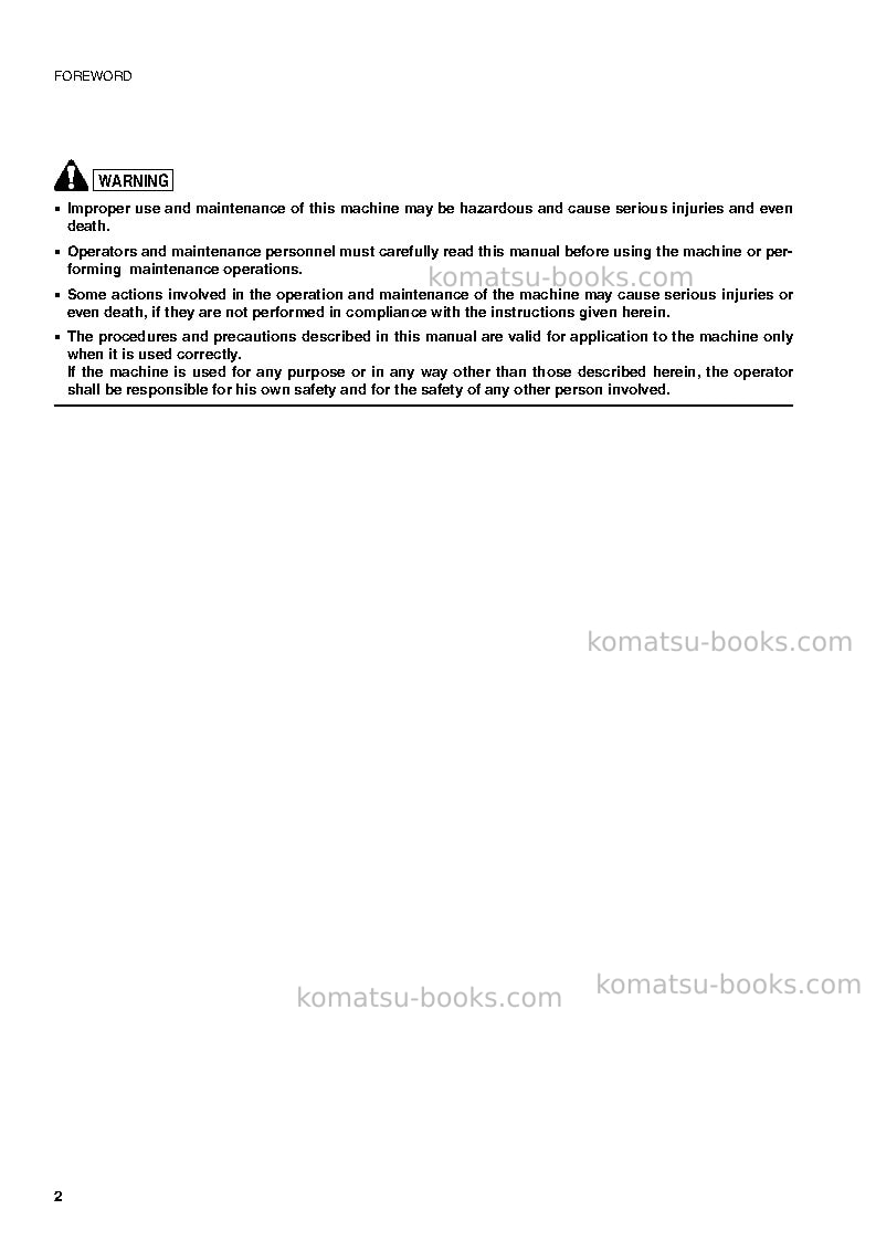 Komatsu sk1020-5ita Operation manual cover Page 4 Komatsu sk1020-5ita Operation manual cover Page 4