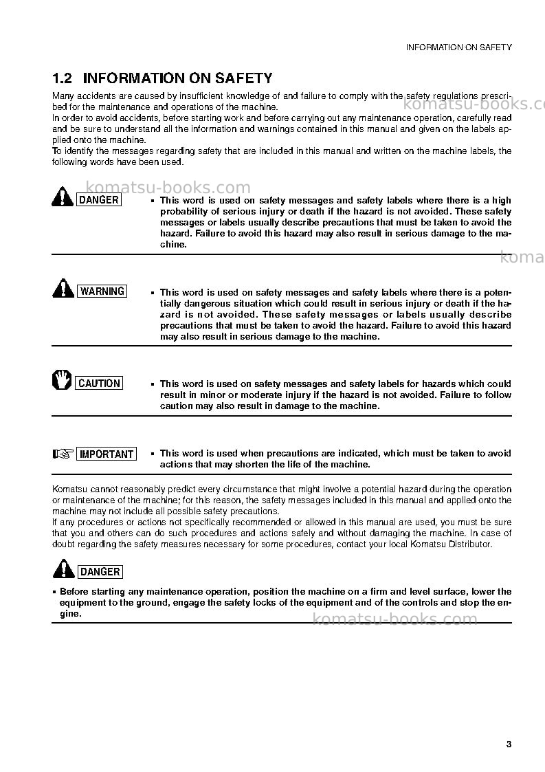 Komatsu sk815-5ita-turbo Operation manual cover Page 4