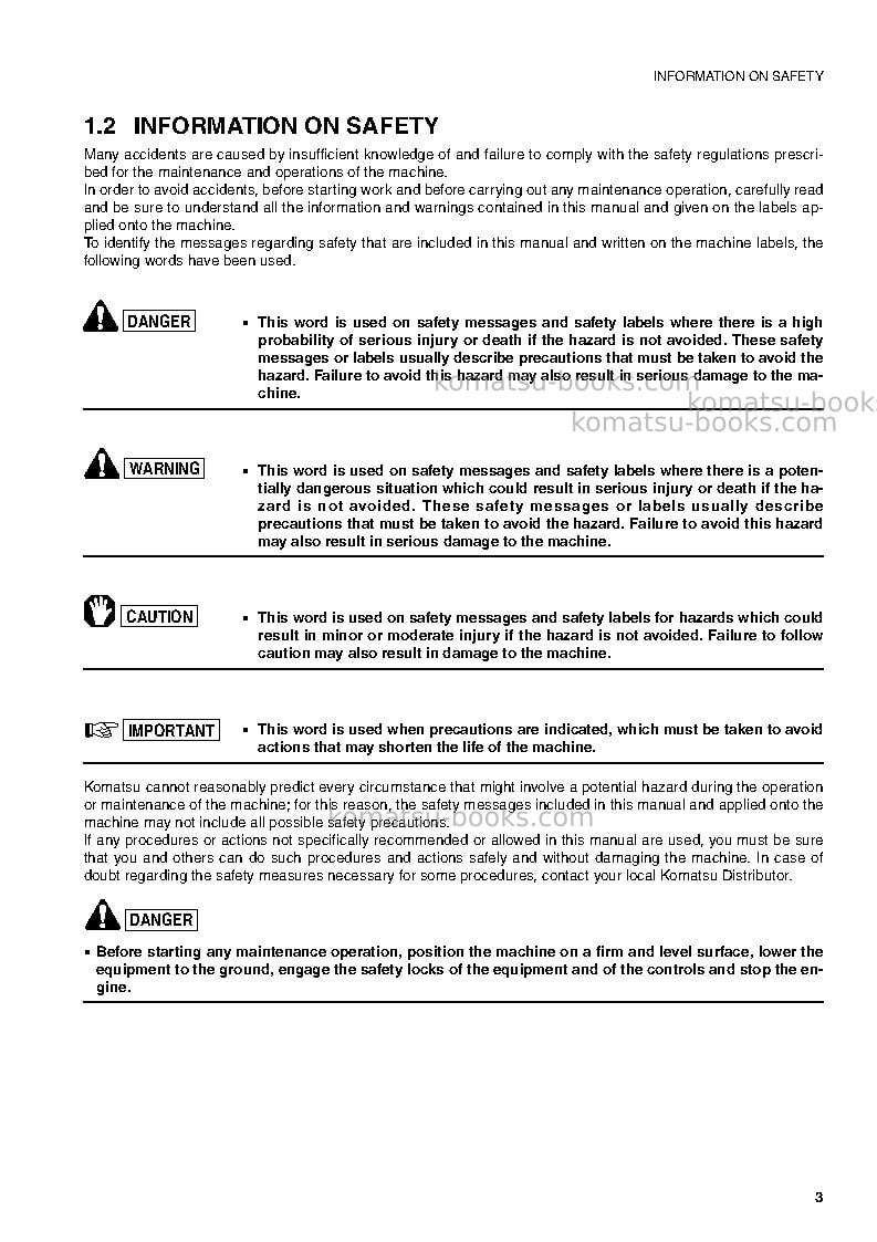 Komatsu sk820-5ita Operation manual cover Page 4 Komatsu sk820-5ita Operation manual cover Page 4