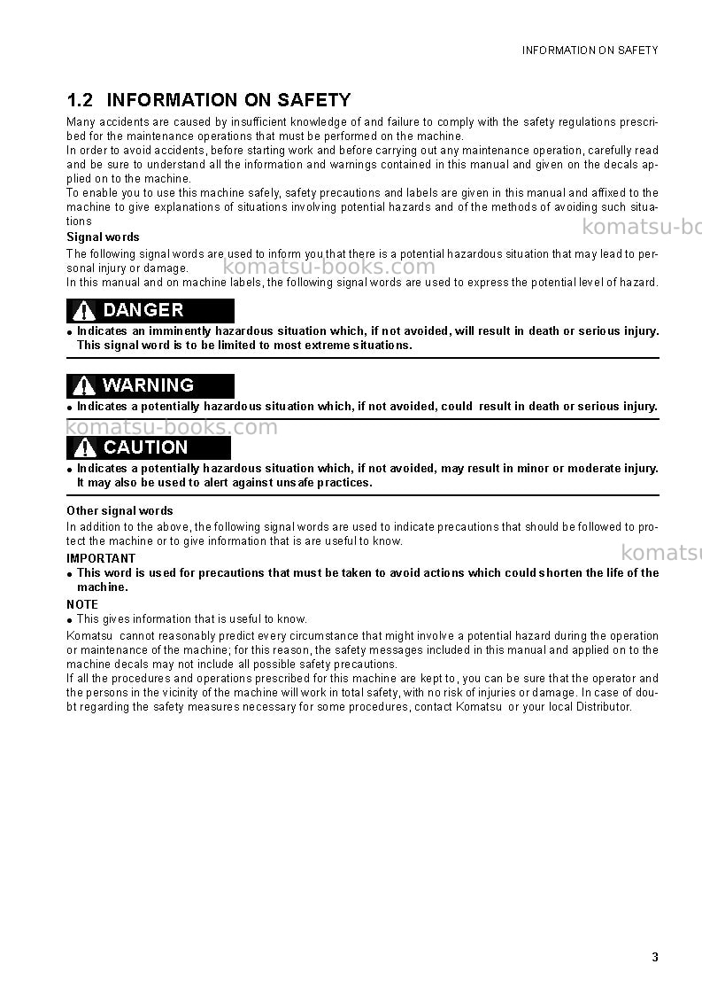 Komatsu sk1026-5ita Operation manual cover Page 4 Komatsu sk1026-5ita Operation manual cover Page 4