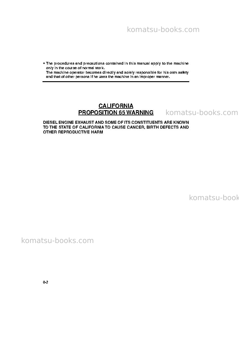 Komatsu pc95-1ita Operation manual cover Page 4 Komatsu pc95-1ita Operation manual cover Page 4