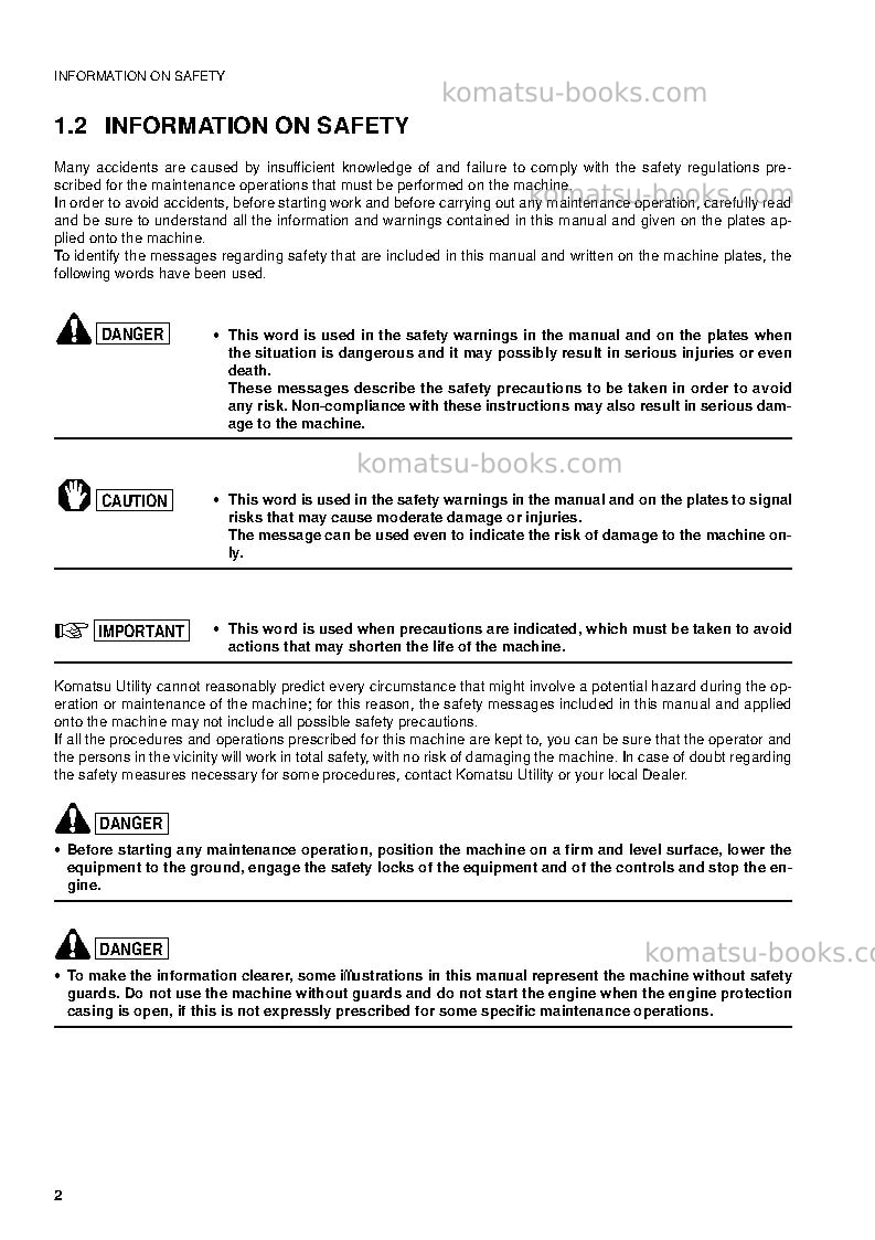 Komatsu pw110r-1ita Operation manual cover Page 4