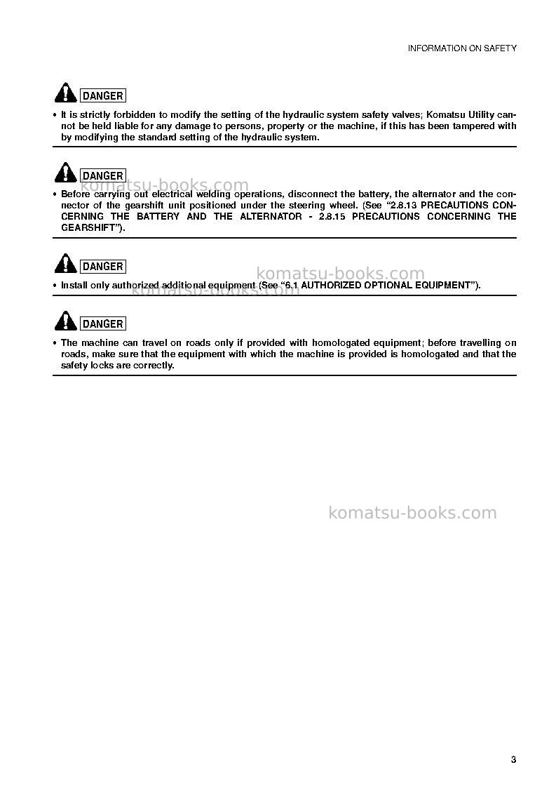 Komatsu wb97r-2ita Operation manual cover Page 4 Komatsu wb97r-2ita Operation manual cover Page 4