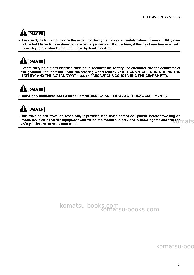 Komatsu wb97s-2ita Operation manual cover Page 4 Komatsu wb97s-2ita Operation manual cover Page 4