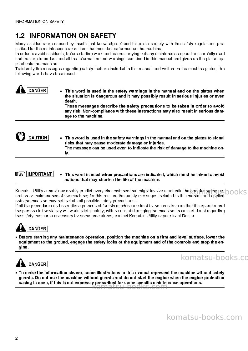 Komatsu pc95r-2ita Operation manual cover Page 4