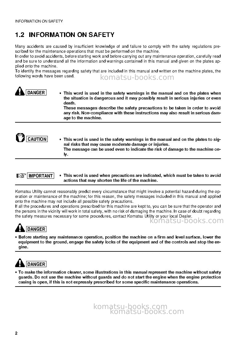 Komatsu pw95r-2ita Operation manual cover Page 4