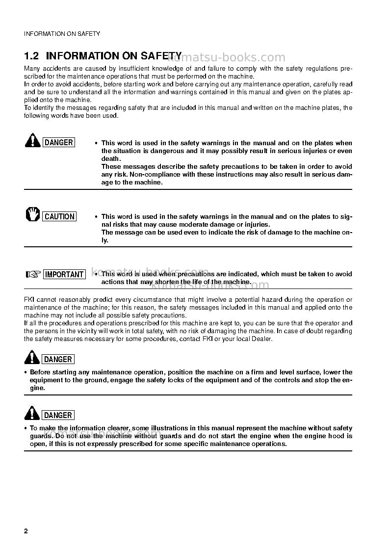 Komatsu sk04j-2ita Operation manual cover Page 4 Komatsu sk04j-2ita Operation manual cover Page 4