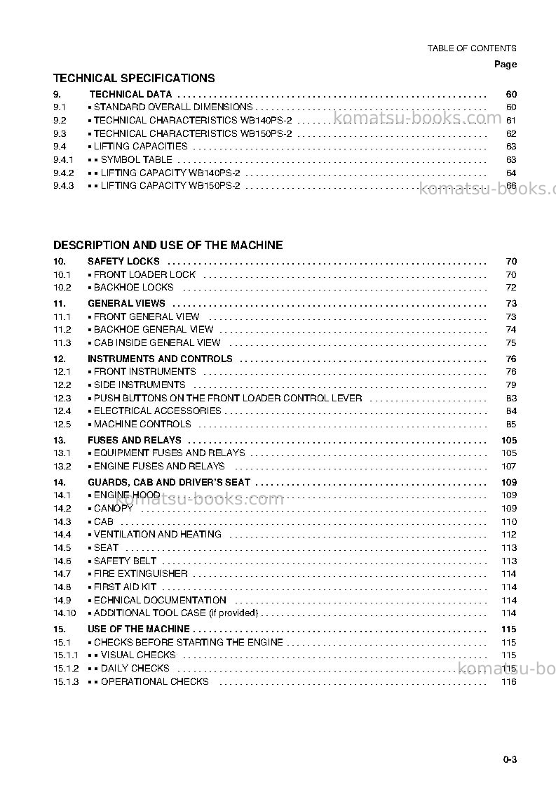 Komatsu wb140ps-2ita Operation manual cover Page 4