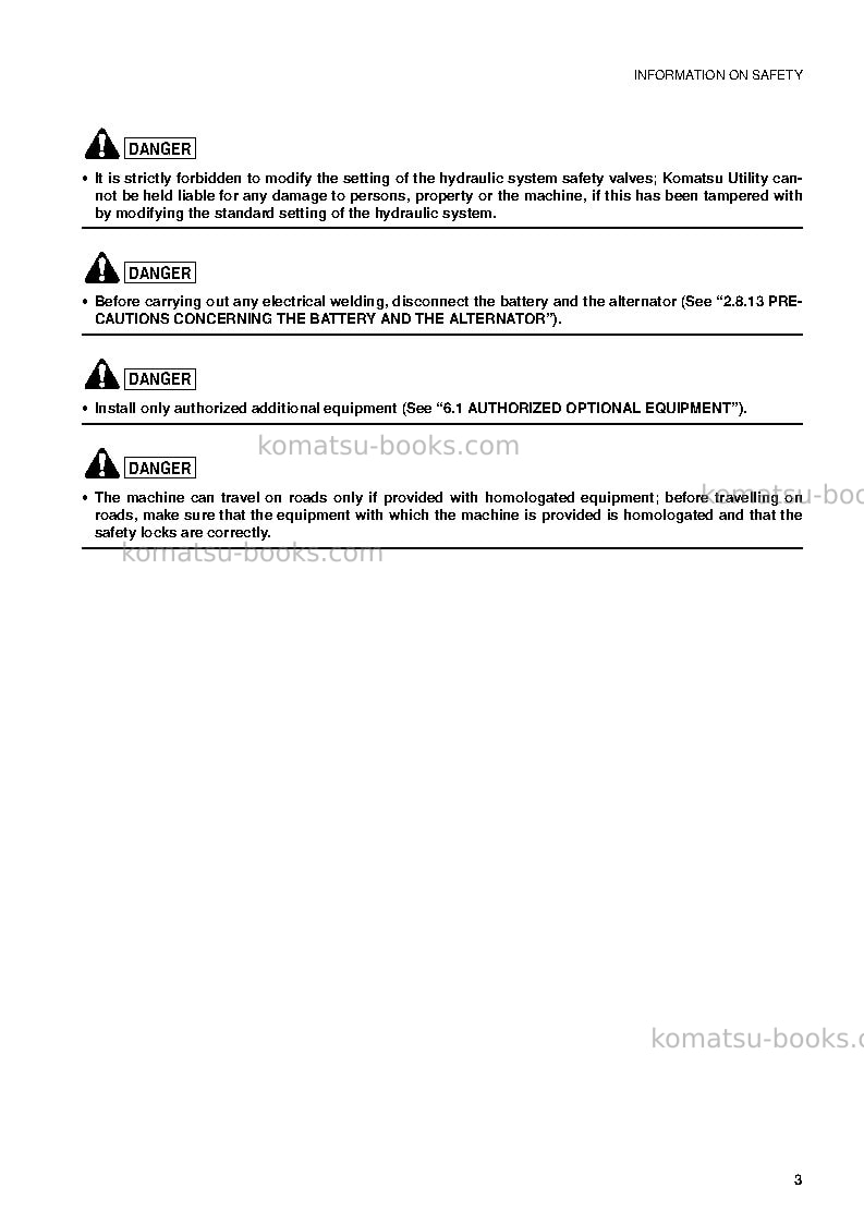 Komatsu wb91r-2ita Operation manual cover Page 4 Komatsu wb91r-2ita Operation manual cover Page 4