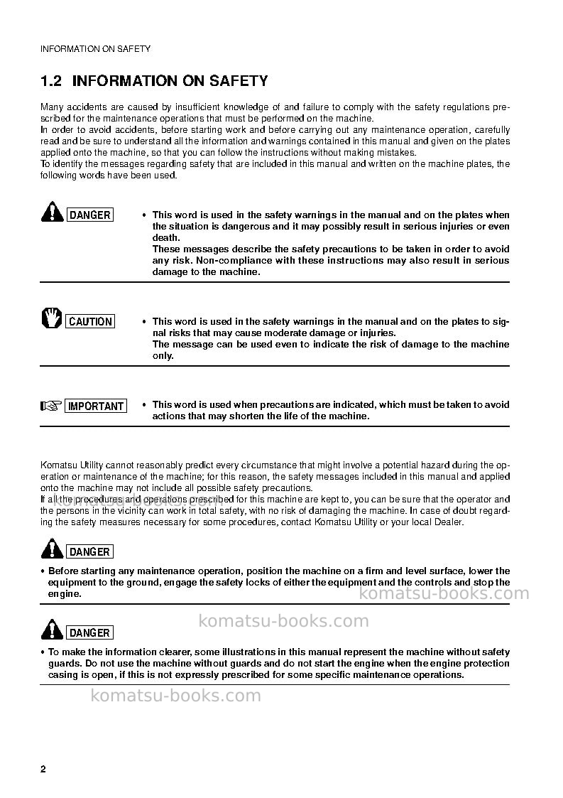 Komatsu pc12r-8ita Operation manual cover Page 4 Komatsu pc12r-8ita Operation manual cover Page 4