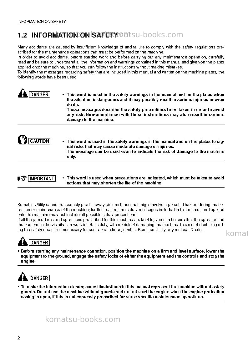 Komatsu pc12r-8ita Operation manual cover Page 4 Komatsu pc12r-8ita Operation manual cover Page 4
