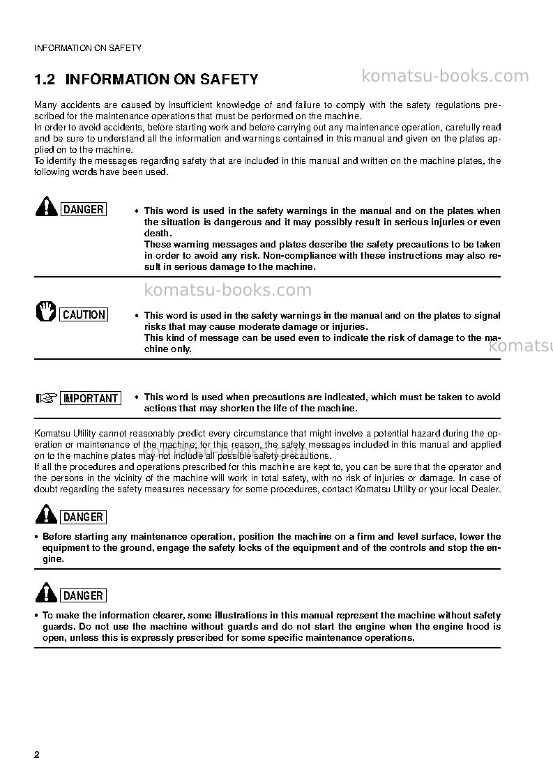 Komatsu sk714-5ita-/ Operation manual cover Page 4