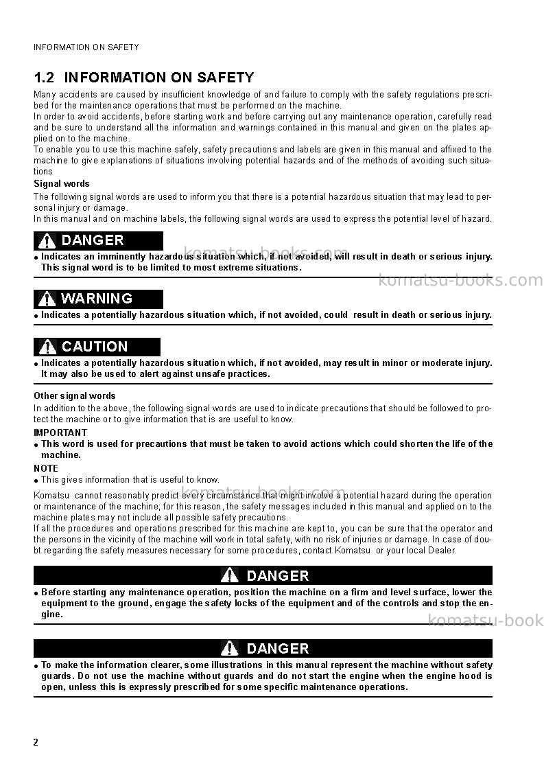 Komatsu sk714-5ita-/ Operation manual cover Page 4