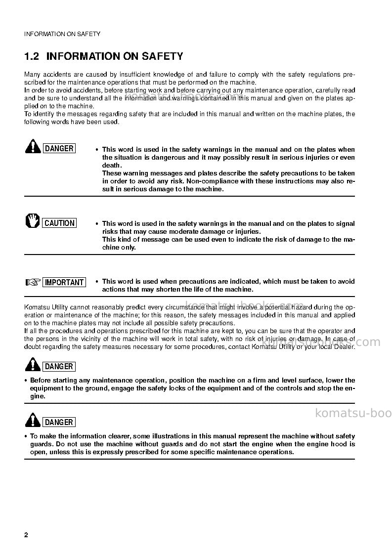 Komatsu sk815-5ita Operation manual cover Page 4 Komatsu sk815-5ita Operation manual cover Page 4