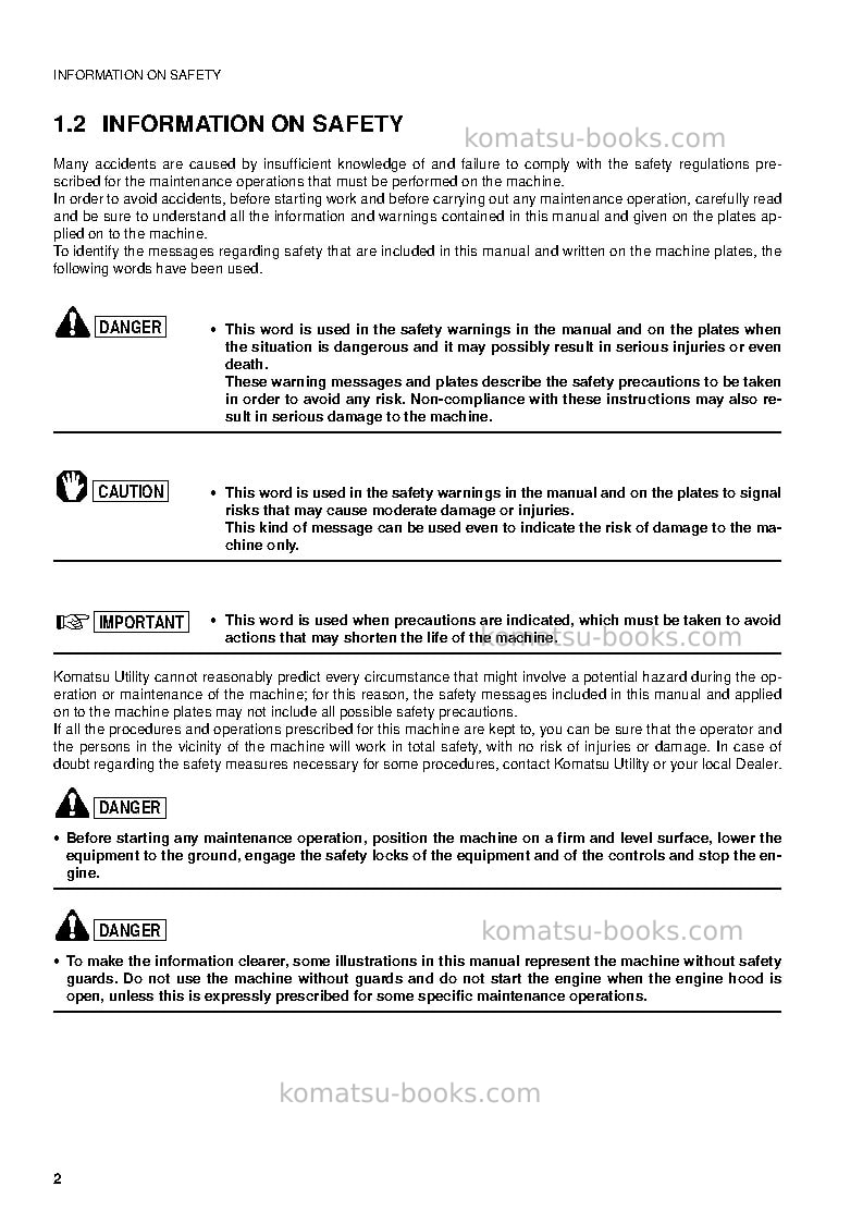 Komatsu sk818-5ita Operation manual cover Page 4