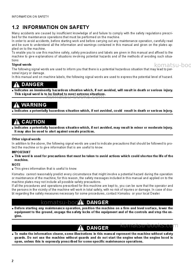 Komatsu sk1020-5ita Operation manual cover Page 4
